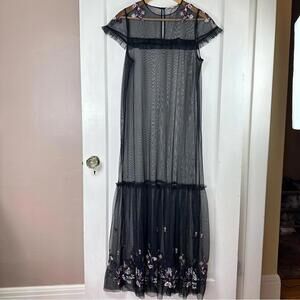 Willow & Clay Sheer Floral Embroidered  Maxi Dress